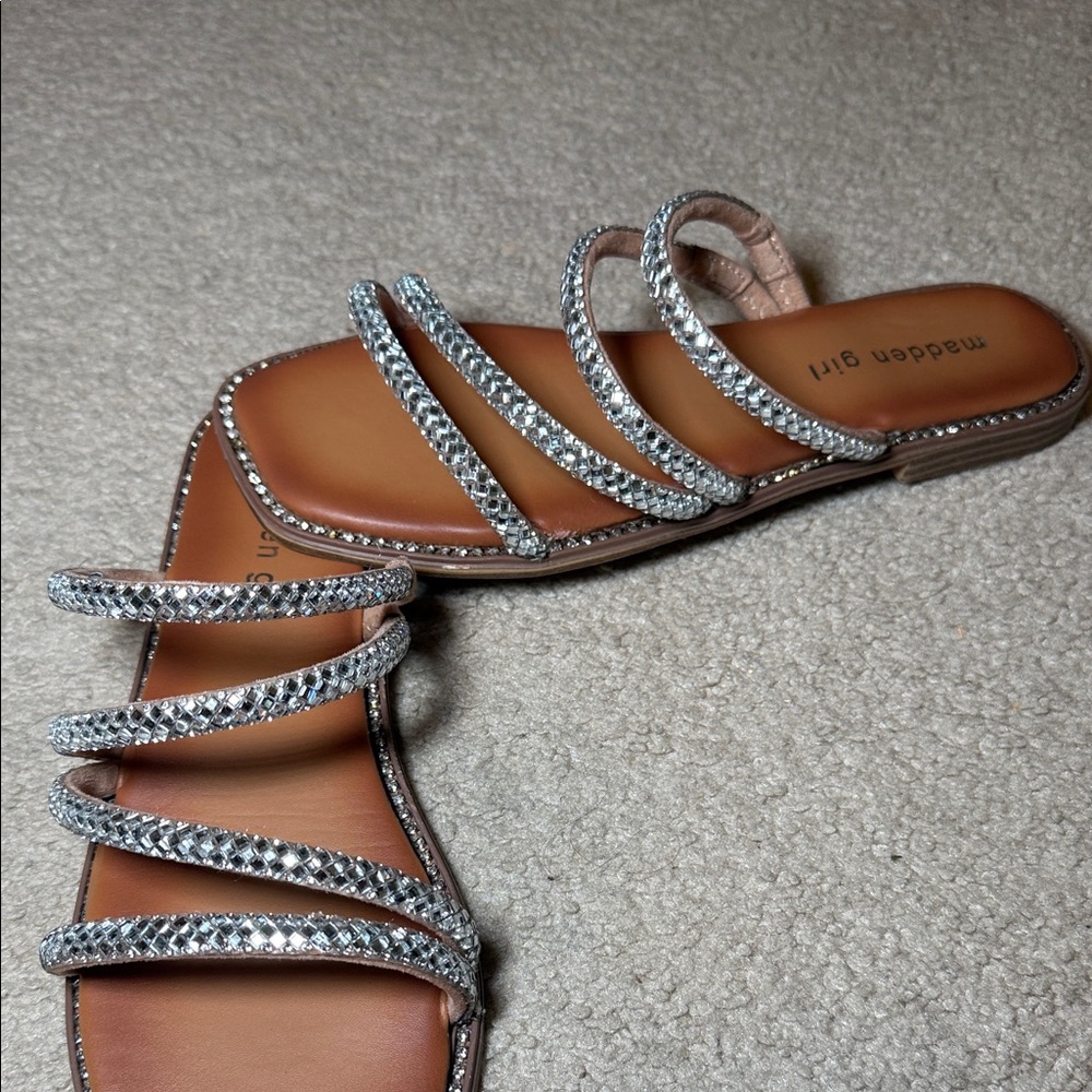 Madden Girl Brown Sandals with Silver Straps - Picture 2 of 4